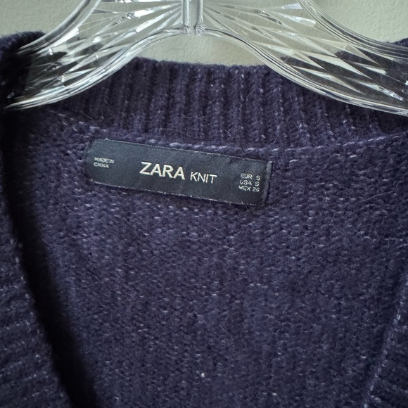 Zara Knit Multicolor Sequin Blue Oversized V-Neck Sweater - Picture 5 of 7
